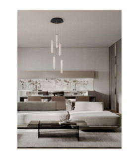 Pheme Cluster Pendant Ceiling Light Matt Black Satin Nickel Triac Dimmable LED 21W 1470lm 3000K-2