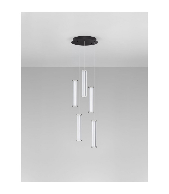 Pheme Cluster Pendant Ceiling Light Matt Black Satin Nickel Triac Dimmable LED 21W 1470lm 3000K-3