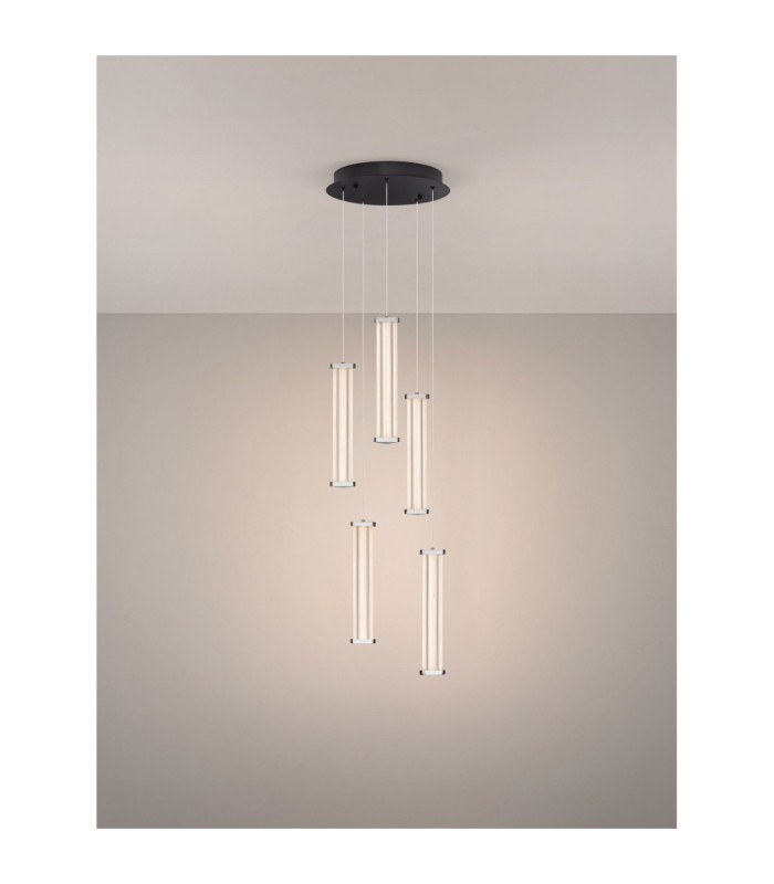 Pheme Cluster Pendant Ceiling Light Matt Black Satin Nickel Triac Dimmable LED 21W 1470lm 3000K-4