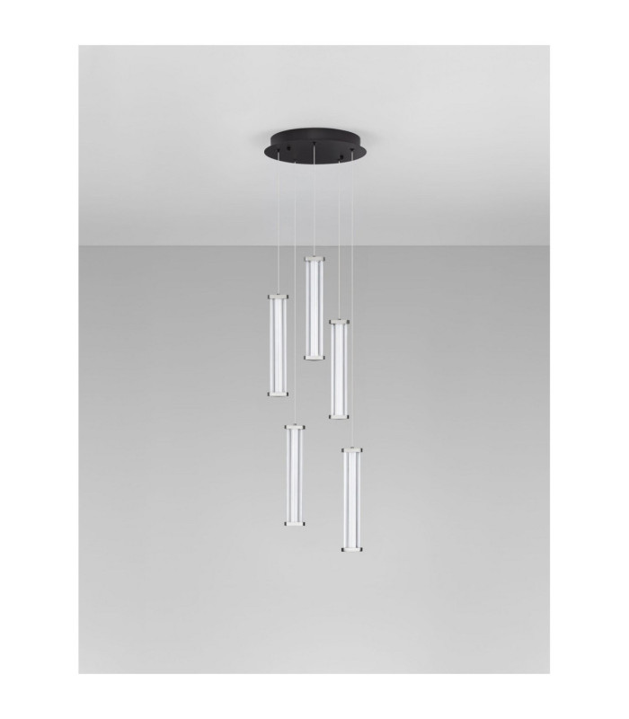 Pheme Cluster Pendant Ceiling Light Matt Black Satin Nickel Triac Dimmable LED 21W 1470lm 2700K-3