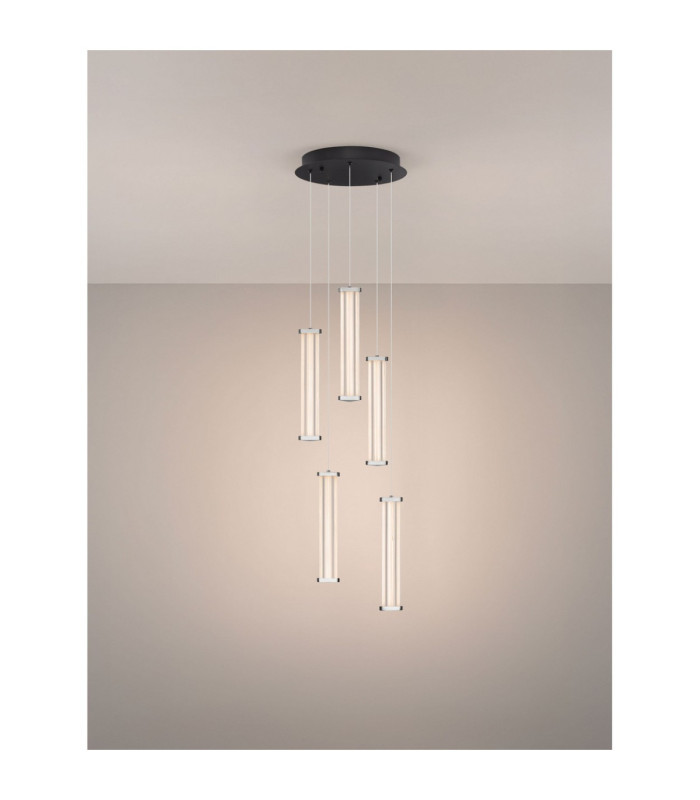 Pheme Cluster Pendant Ceiling Light Matt Black Satin Nickel Triac Dimmable LED 21W 1470lm 2700K-4