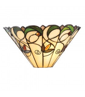 1 Light Indoor Wall Uplighter Dark Bronze with Tiffany Glass, E14 - 1