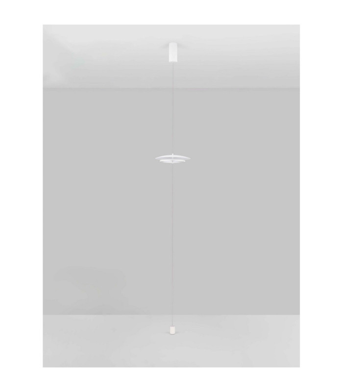 Olos 35cm Pendant Ceiling Light Sandy White Chrome Triac Dimmable LED 21W 918lm 3000K-3
