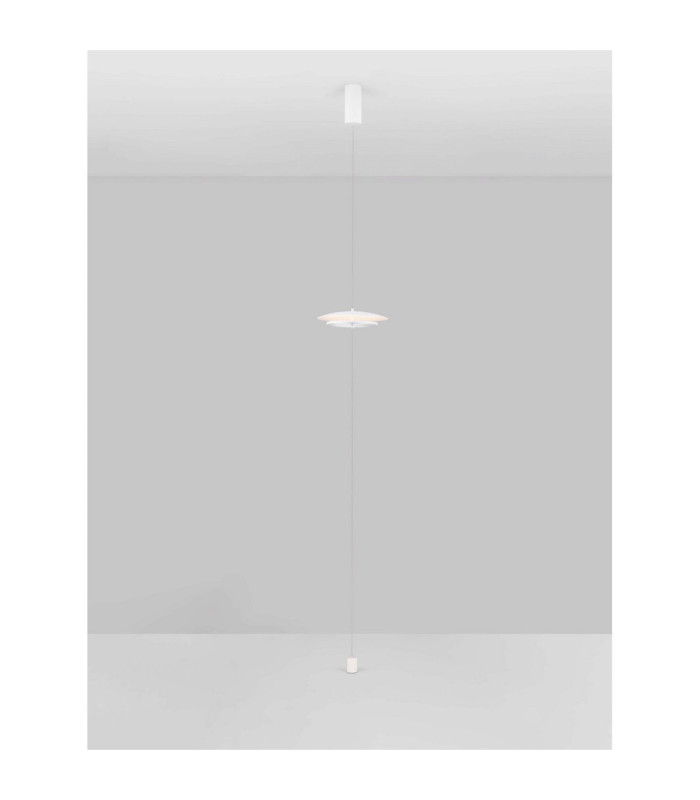 Olos 35cm Pendant Ceiling Light Sandy White Chrome Triac Dimmable LED 21W 918lm 3000K-4
