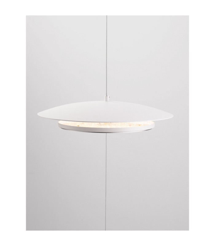 Olos 35cm Pendant Ceiling Light Sandy White Chrome Triac Dimmable LED 21W 918lm 3000K-5