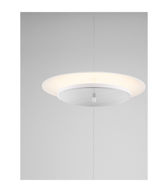 Olos 35cm Pendant Ceiling Light Sandy White Chrome Triac Dimmable LED 21W 918lm 3000K-6