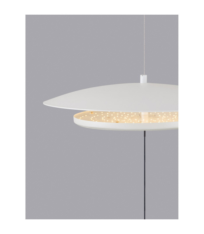 Olos Integrated LED Pendant Ceiling Light Sandy White Chrome Dimmable LED 21W 918lm 3000K-3
