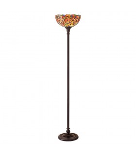 1 Light Floor Lamp Dark Bronze, Tiffany Glass, E27 - 1