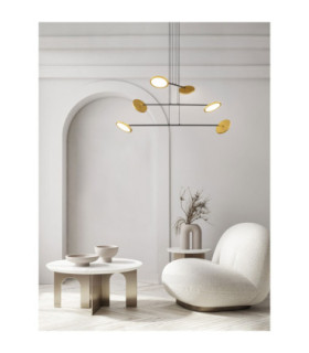Scope Multi Arm Pendant Ceiling Light Black Gold Triac Dimmable LED 44W 3660lm 3000K-2