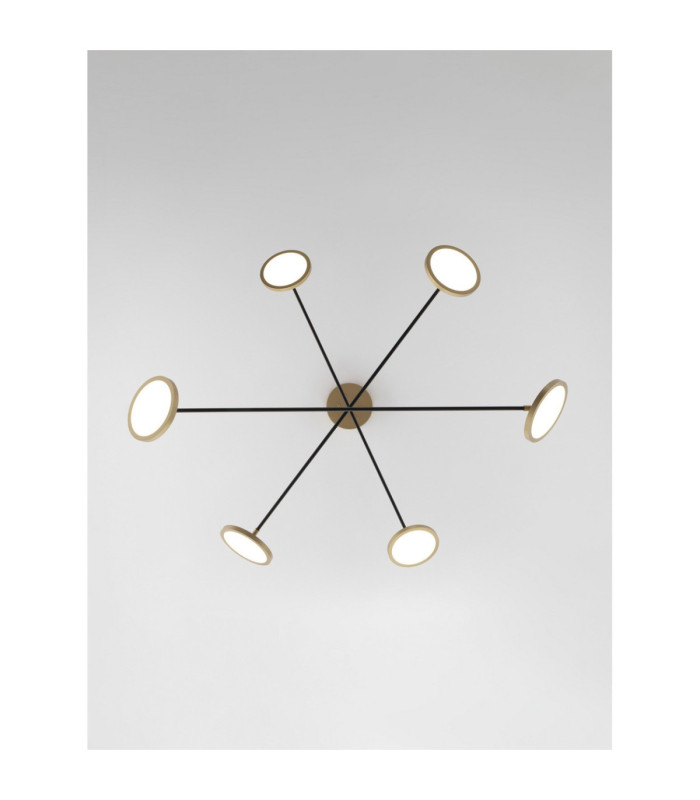 Scope Multi Arm Pendant Ceiling Light Black Gold Triac Dimmable LED 44W 3660lm 3000K-5