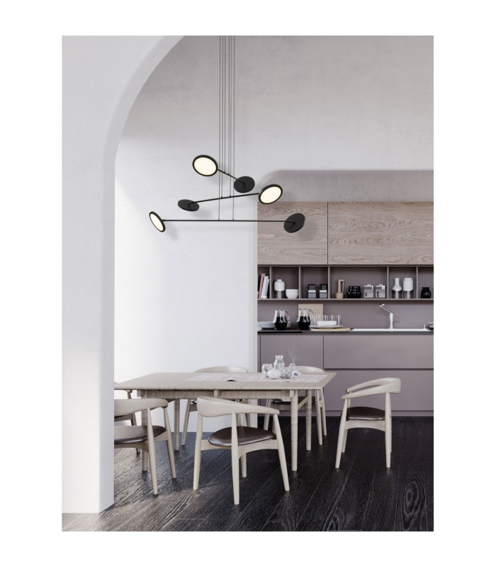 Scope Multi Arm Pendant Ceiling Light Black Triac Dimmable LED 44W 3660lm 3000K-2