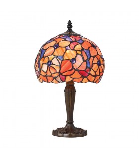 1 Light Small Table Lamp Tiffany Glass, Dark Bronze Paint with Highlights, E14 - 1