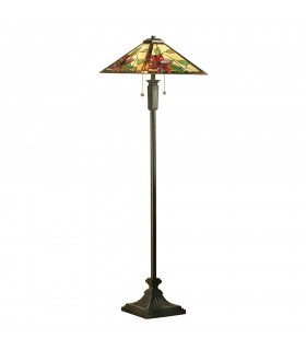 2 Light Floor Lamp Dark Bronze, Tiffany Glass, E27 - 1