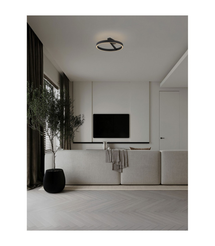 Adaliz Integrated LED Semi Flush Ceiling Light Sandy Black Triac Dimmable LED 47W 2062lm 2700-3000-4000K CCT-2