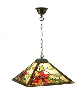 1 Light Medium Ceiling Pendant Dark Bronze, Tiffany glass, E27 - 1