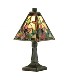 1 Light Mini Table Lamp Dark Bronze, Tiffany Glass, E14 - 1