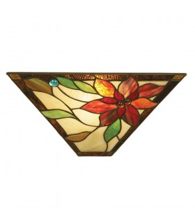 1 Light Indoor Wall Uplighter Dark Bronze with Tiffany Glass, E14 - 1