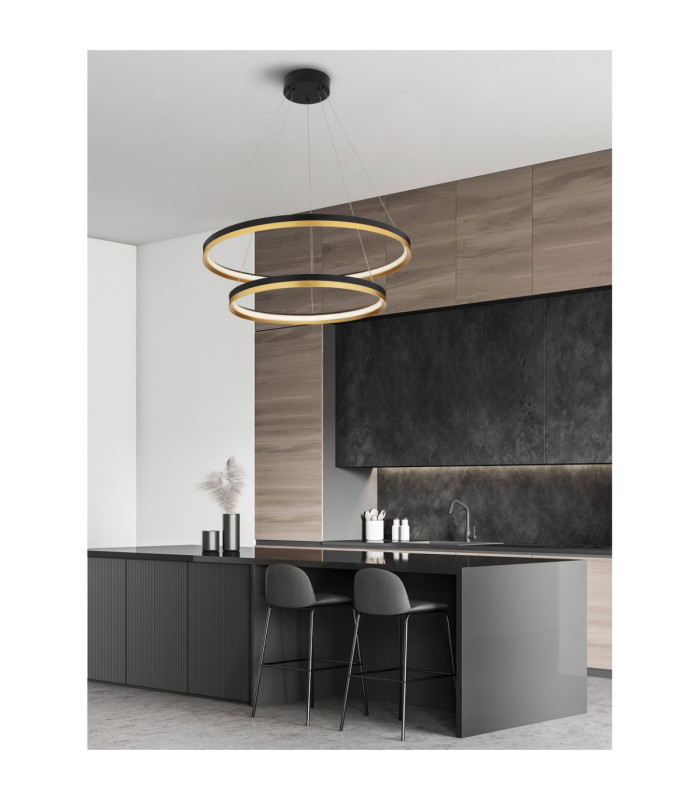 Cantria Integrated LED Pendant Ceiling Light Black Brass Gold Triac Dimmable LED 98W 7643lm 3000K-2