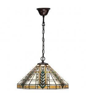 1 Light Medium Ceiling Pendant Dark Bronze, Tiffany glass, E27 - 1