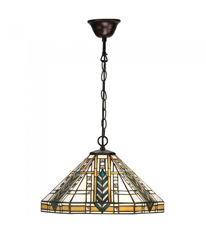 1 Light Medium Ceiling Pendant Dark Bronze, Tiffany glass, E27 - 1