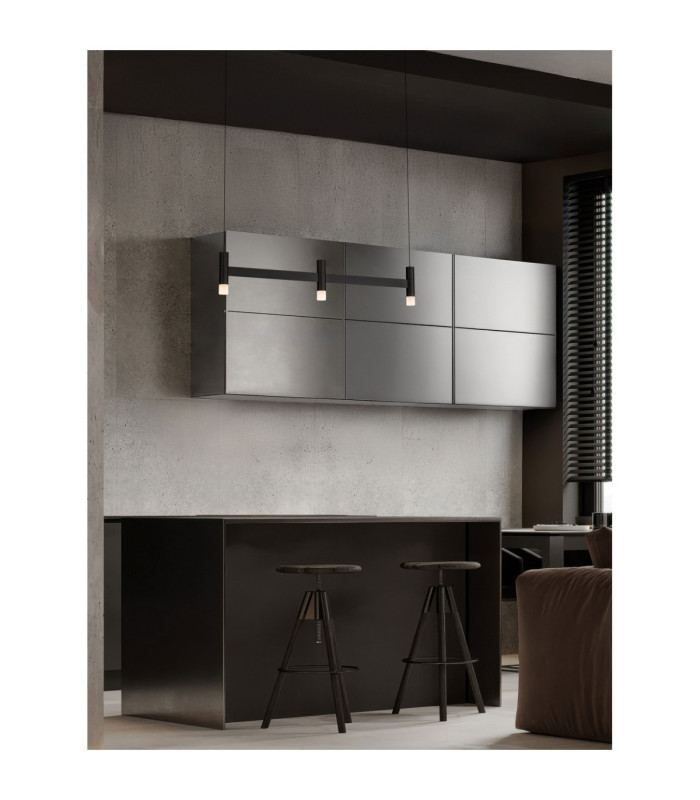Poetic Bar Pendant Ceiling Light Sandy Black Triac Dimmable LED 12W 780lm 3000K-6