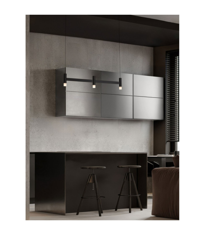 Poetic Bar Pendant Ceiling Light Sandy Black Triac Dimmable LED 12W 780lm 2700K-2