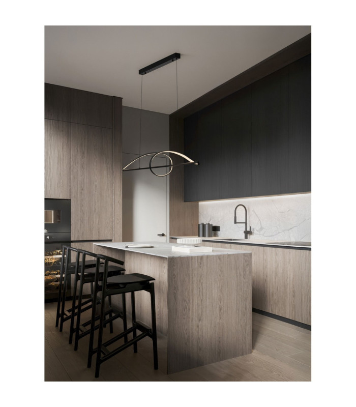 Gemma Bar Pendant Ceiling Light Matt Black Triac Dimmable LED 26W 1793lm 3000K-2