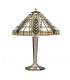 2 Light Medium Table Lamp Polished Aluminium, Tiffany Glass, E27 - 1