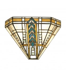 1 Light Indoor Wall Uplighter Dark Bronze with Tiffany Glass, E14 - 1