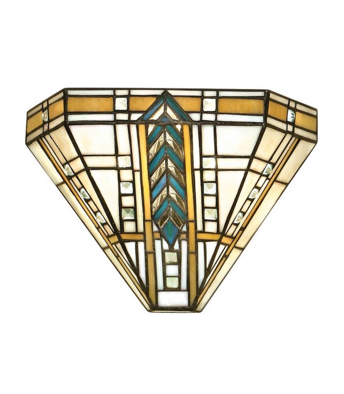1 Light Indoor Wall Uplighter Dark Bronze with Tiffany Glass, E14 - 1