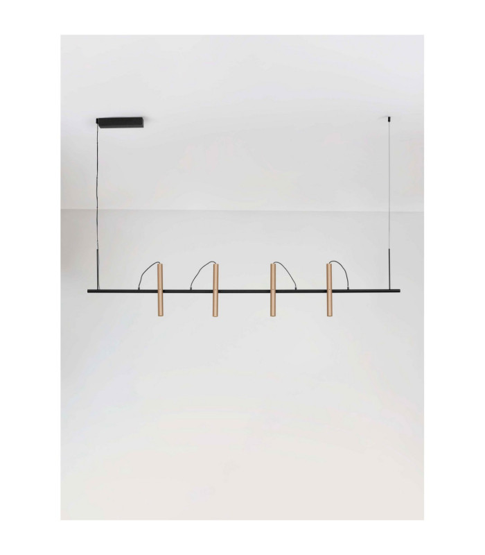 Prato Bar Pendant Ceiling Light Champagne Gold Black Triac Dimmable LED 22W 1112lm 3000K Magnetic-4