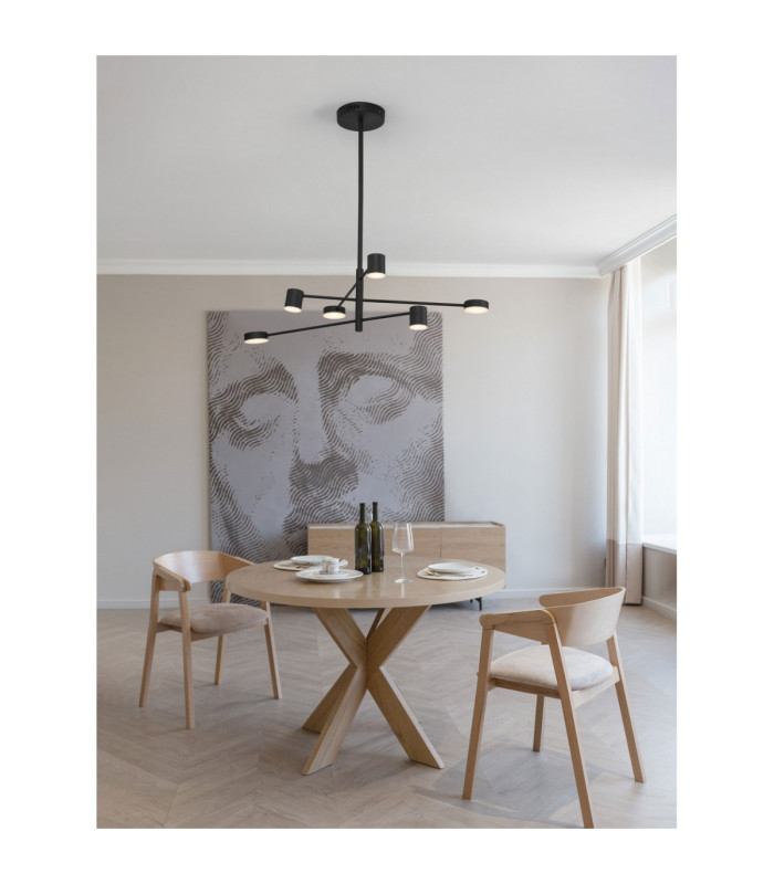 Nordik Multi Arm Pendant Ceiling Light Black Triac Dimmable LED 28W 1200lm 3000K-2