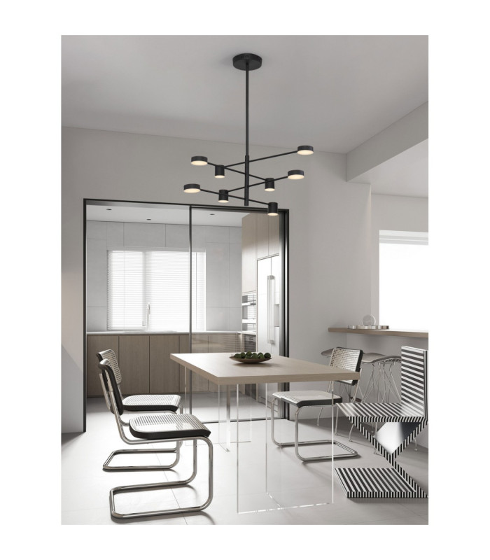 Nordik Multi Arm Pendant Ceiling Light Black Triac Dimmable LED 40W 1680lm 3000K-2