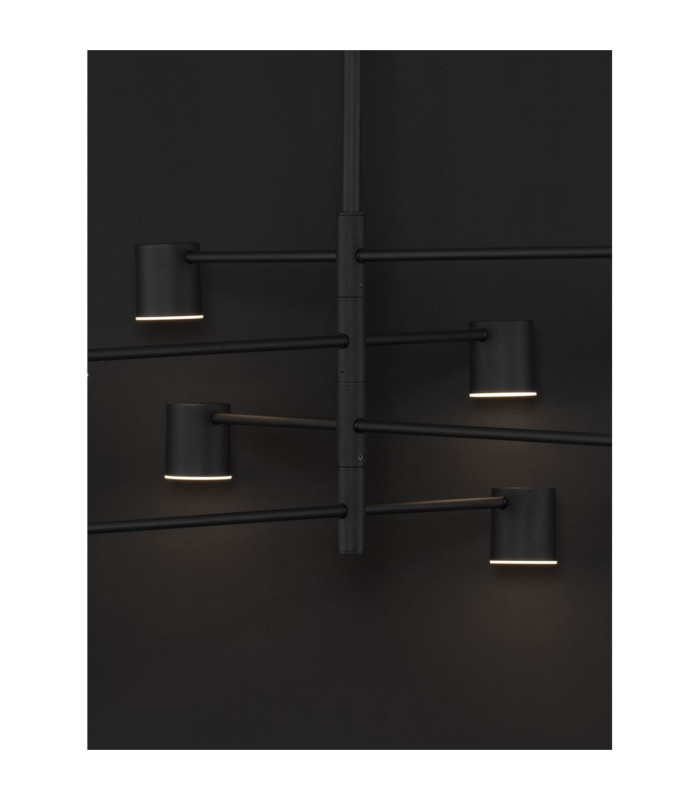 Nordik Multi Arm Pendant Ceiling Light Black Triac Dimmable LED 40W 1680lm 3000K-3