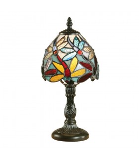 1 Light Mini Table Lamp Dark Bronze, Tiffany Glass, E14 - 1