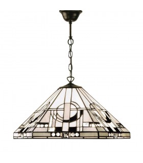 1 Light Medium Ceiling Pendant Dark Bronze, Tiffany glass, E27 - 1