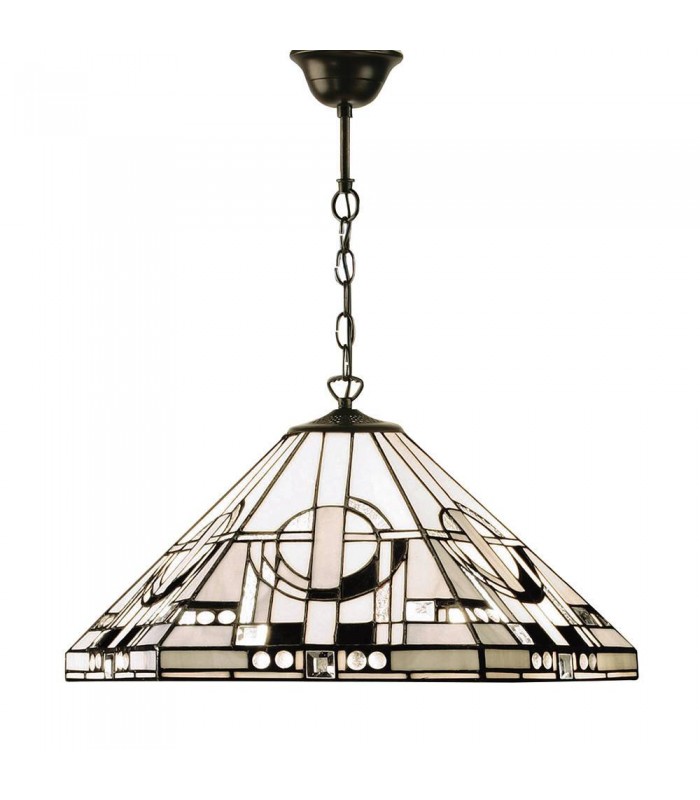 1 Light Medium Ceiling Pendant Dark Bronze, Tiffany glass, E27 - 1