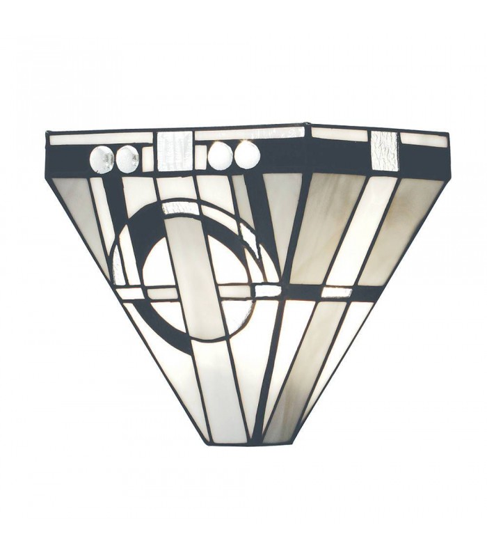 1 Light Indoor Wall Uplighter Dark Bronze with Tiffany Glass, E14 - 1