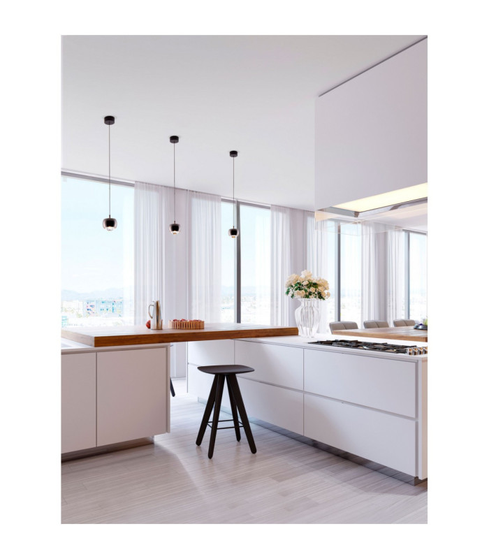 Conga Slim Pendant Ceiling Light Black Chrome LED 13W 922lm 3000K-2