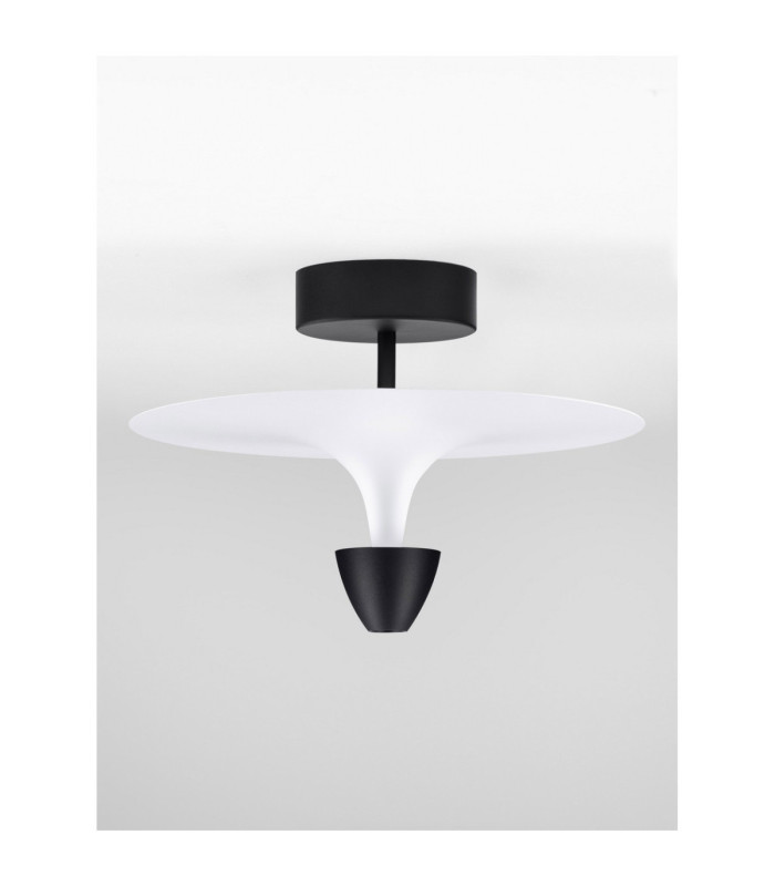 Topio Semi Flush Ceiling Light Sandy Black White LED 11W 908lm 3000K-3