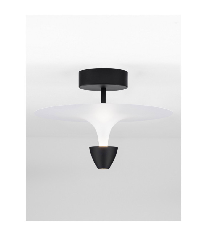 Topio Semi Flush Ceiling Light Sandy Black White LED 11W 908lm 3000K-4