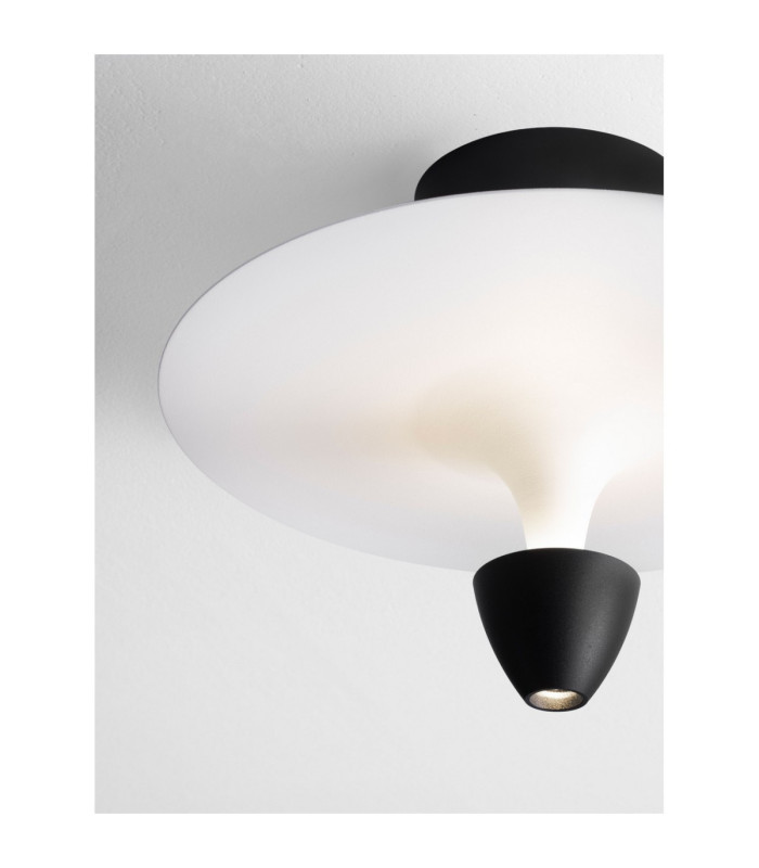 Topio Semi Flush Ceiling Light Sandy Black White LED 11W 908lm 3000K-5