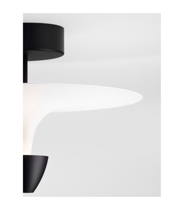Topio Semi Flush Ceiling Light Sandy Black White LED 11W 908lm 3000K-6