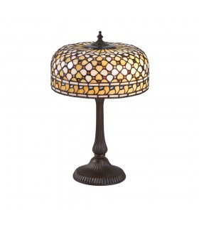2 Light Medium Table Lamp Dark Bronze, Tiffany Glass, E14 - 1