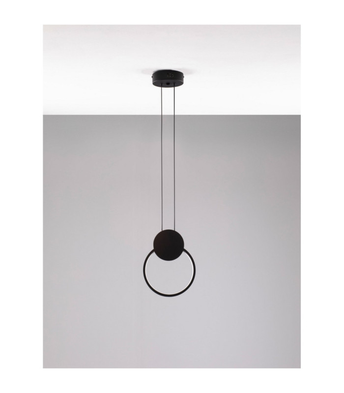 Wiro Round Integrated LED Pendant Ceiling Light Sandy Black LED 11W 770lm 3000K-3