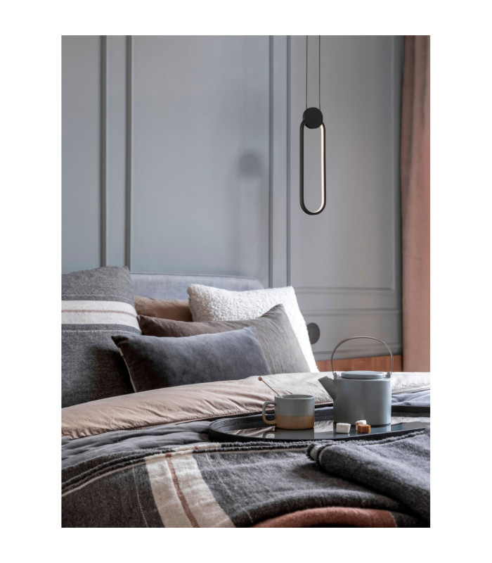 Wiro Oval Integrated LED Pendant Ceiling Light Sandy Black LED 11W 770lm 3000K-2