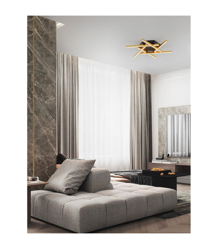 Antama Integrated LED Semi Flush Ceiling Light Sandy Black Gold Triac Dimmable LED 43W 1611lm 3200K-2