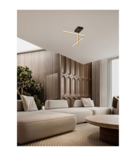 Antama Integrated LED Semi Flush Ceiling Light Sandy Black Gold Triac Dimmable LED 26W 973lm 3200K-2