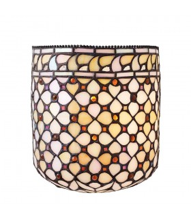 1 Light Indoor Wall Uplighter Dark Bronze with Tiffany Glass, E14 - 1