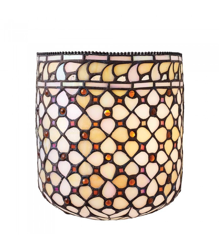 1 Light Indoor Wall Uplighter Dark Bronze with Tiffany Glass, E14 - 1